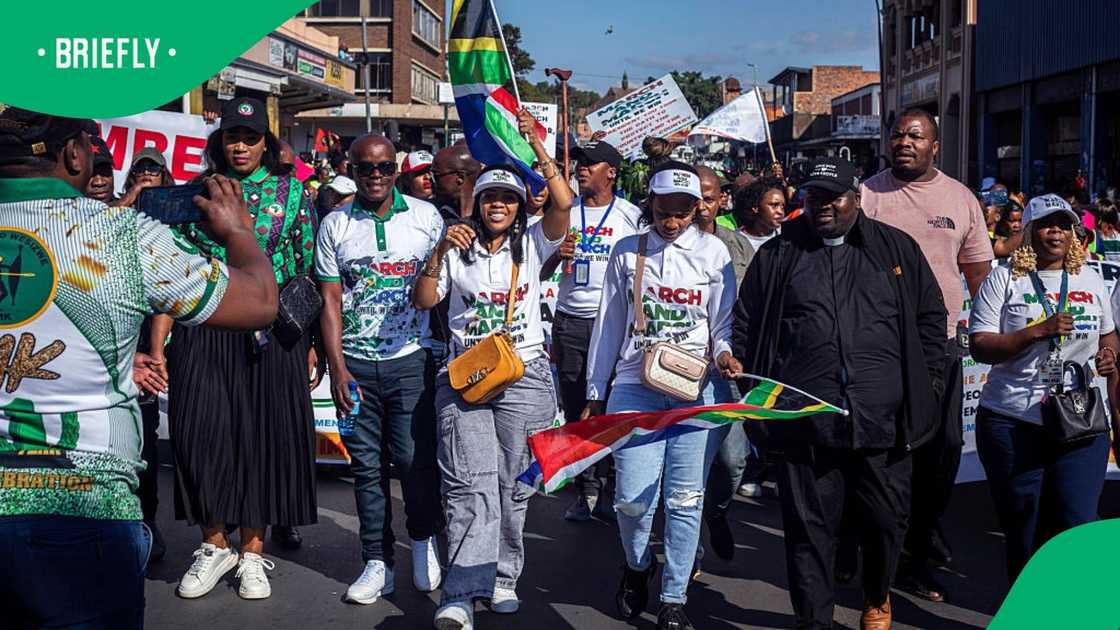 March and March leader Jacinta Ngobese-Zuma walks in rally against illegal immigration during a protest organized by March and March, a grassroots citizen movement, on June 19, 2026 in Pietermaritzburg March and March leader Jacinta Ngobese-Zuma walks in rally against illegal immigration during a protest organized by March and March, a grassroots citizen movement, on June 19, 2026 in Pietermaritzburg