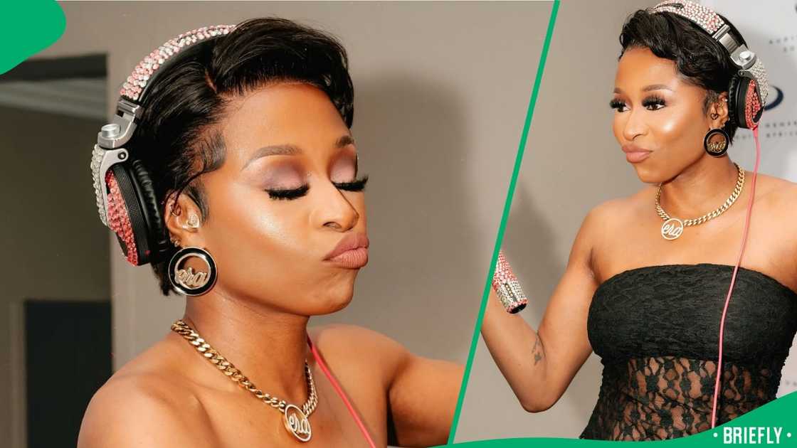 DJ Zinhle shows off her slim waist DJ Zinhle shows off her slim waist