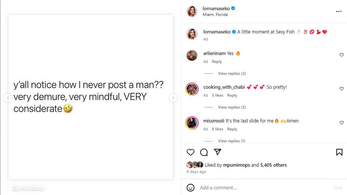 Lorna Maseko on why she will never post a man on social media Lorna Maseko on why she will never post a man on social media