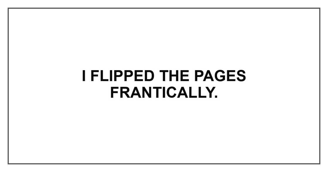 I flipped the pages frantically.