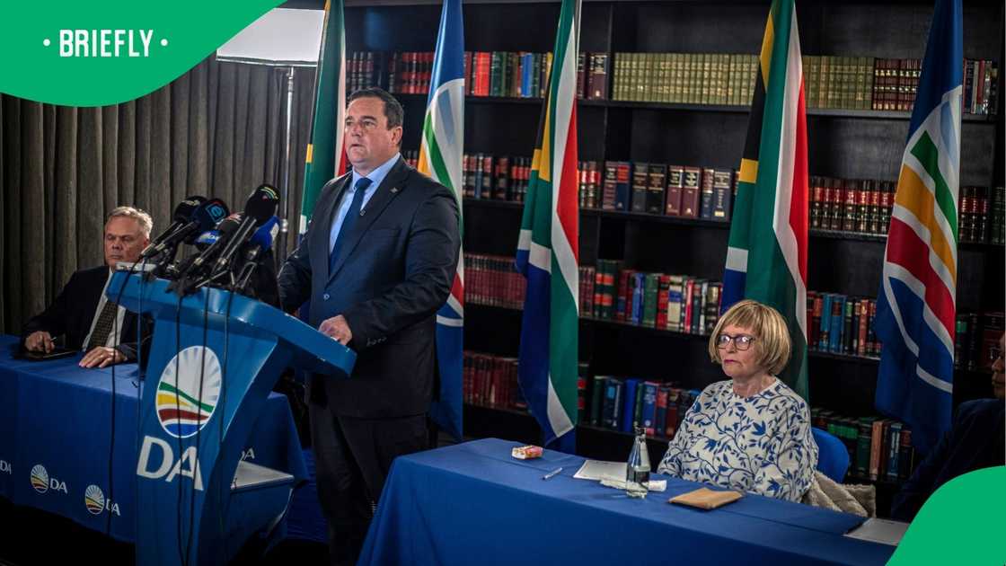 The DA held a press briefing to discuss its plans after Andrew Whitfield's sacking The DA held a press briefing to discuss its plans after Andrew Whitfield's sacking