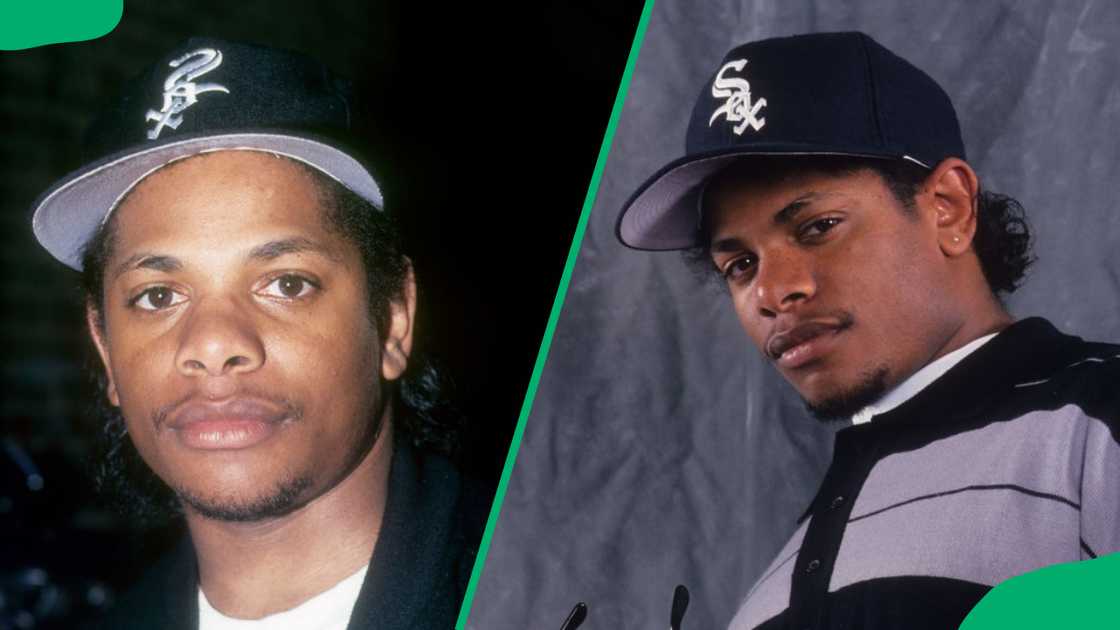 Rapper Eazy-E appears in a portrait taken in New York City (L). Rapper Eazy-E poses for a portrait in 1993 in New York, New York (R).