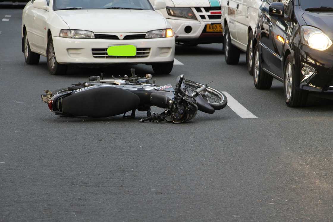 A crashed motorbike