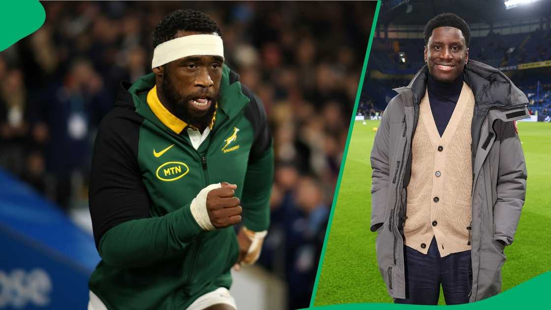 Siya Kolisi spend time with former Chelsea striker Demba Ba in London. Siya Kolisi spend time with former Chelsea striker Demba Ba in London.
