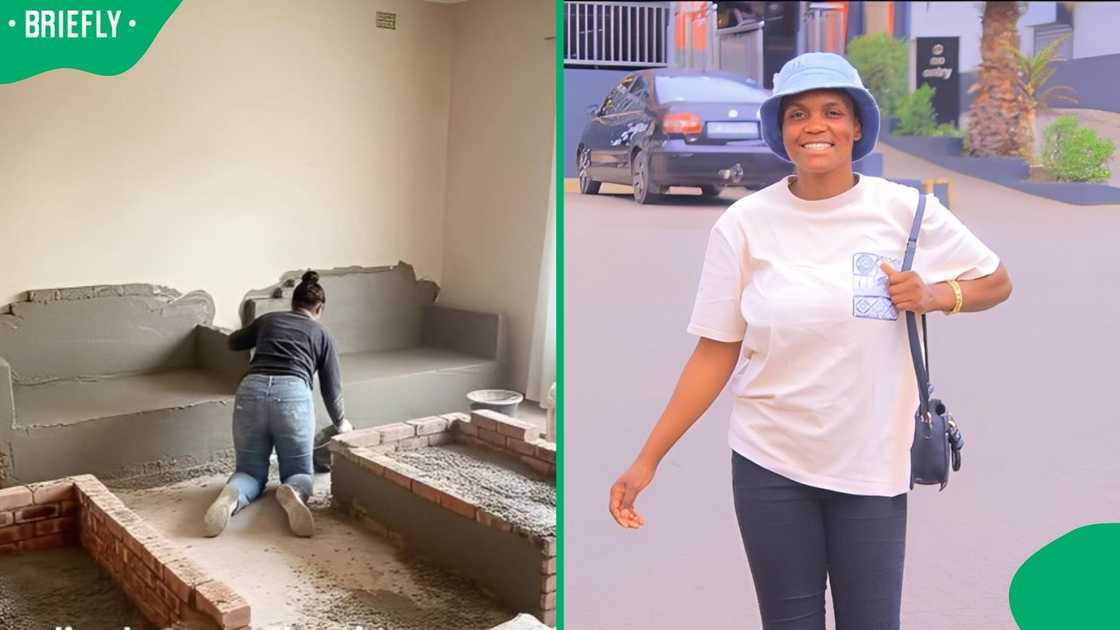 A woman built her furniture. A woman built her furniture.