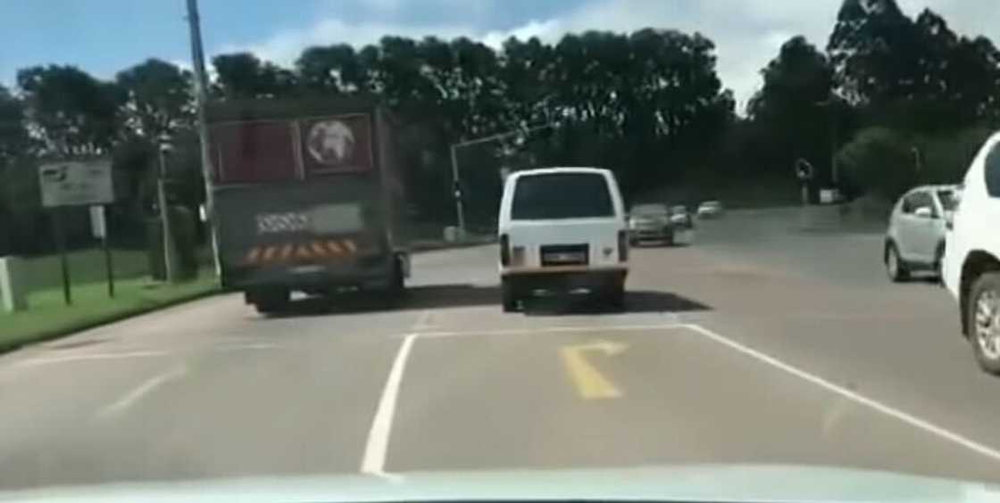 A taxi driver drove on the wrong side of the road in a viral video that sparked outrage in South Africa.