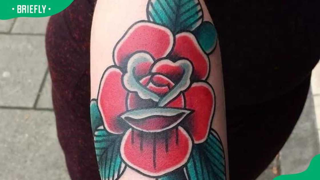 Arty cartoon rose tattoo Arty cartoon rose tattoo