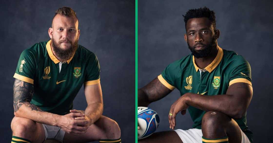 South African national rugby players Siya Kolisi and RG Snyman got matching Webb Ellis Cup tattoos. South African national rugby players Siya Kolisi and RG Snyman got matching Webb Ellis Cup tattoos.