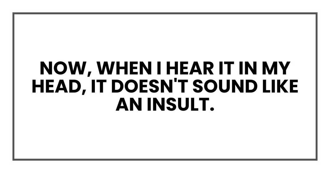 now, when I hear it in my head, it doesn't sound like an insult.