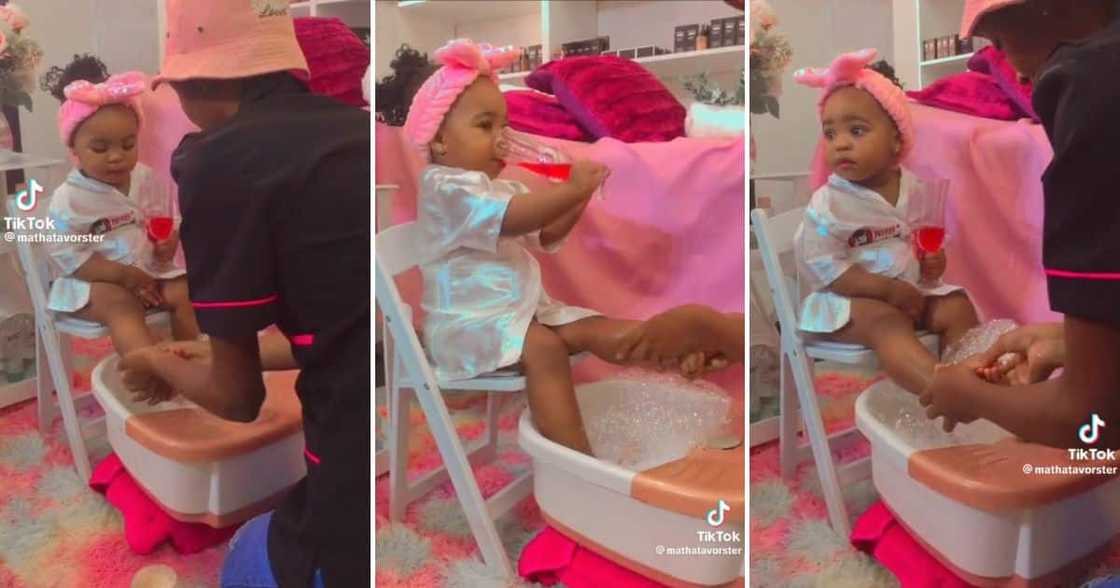 A vide oof a little girl living the soft life at a spa A vide oof a little girl living the soft life at a spa