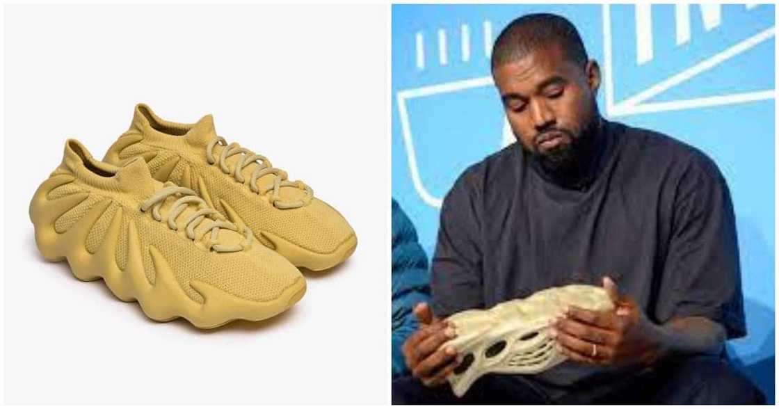 Kanye West's Yeezy Sulfur shoe. Kanye West's Yeezy Sulfur shoe.