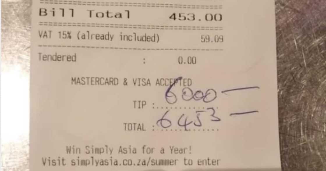 Kind patron, R6 000 tip, restaurant, Social media reactions Kind patron, R6 000 tip, restaurant, Social media reactions