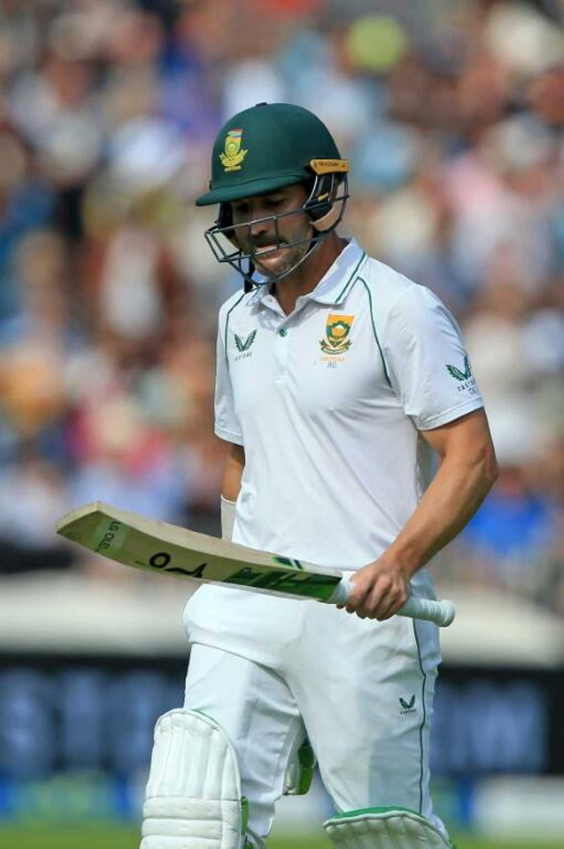 South Africa captain Dean Elgar was out for just 11 in the second innings of the second Test against England at Old Trafford South Africa captain Dean Elgar was out for just 11 in the second innings of the second Test against England at Old Trafford