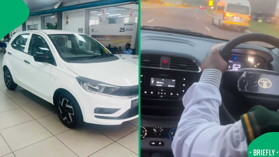 The visual on the right showed MaNdimande driving her new car The visual on the right showed MaNdimande driving her new car