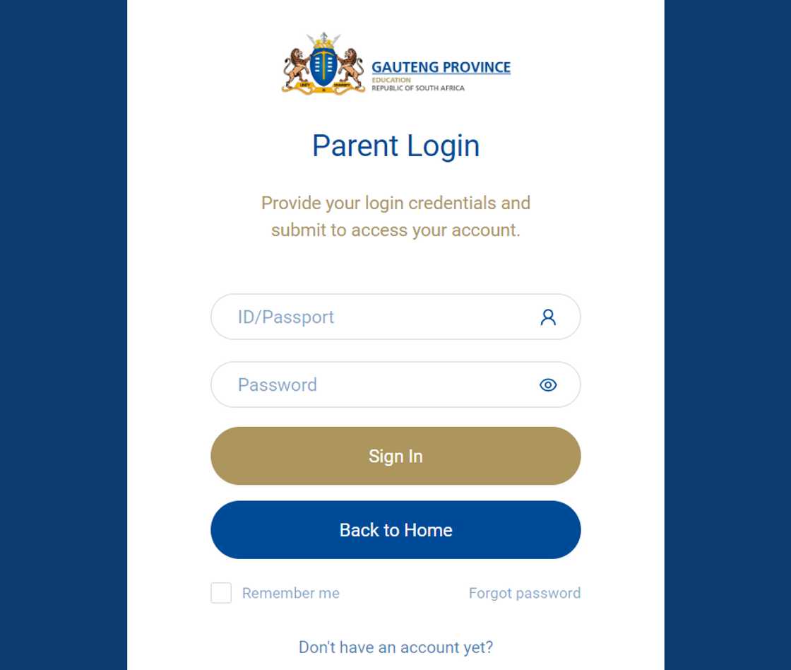 GDE parent login portal