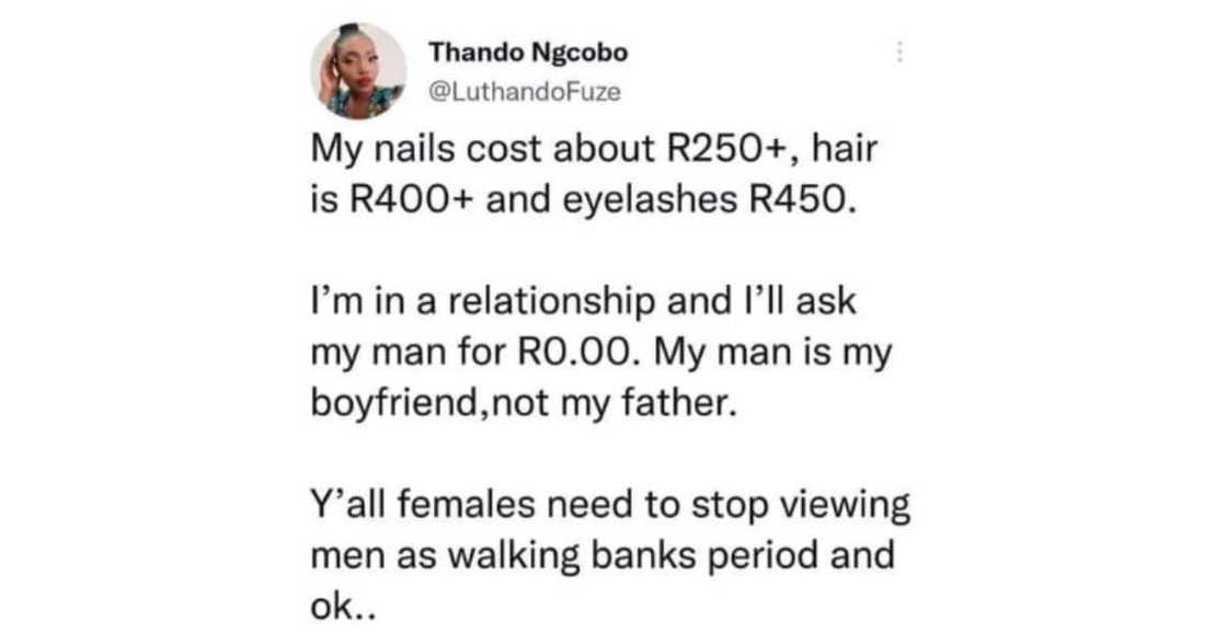 Woman posted her views on guys spending money on their girlfriends.