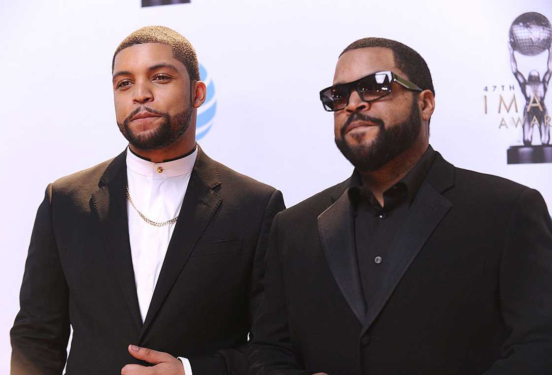 O'Shea Jackson Jr. and Ice Cube posing at red carpet O'Shea Jackson Jr. and Ice Cube posing at red carpet