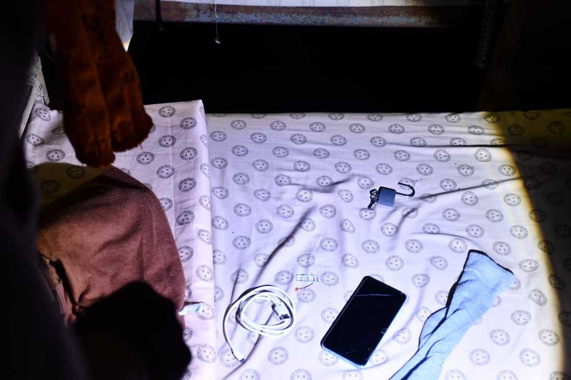 A cellphone was among the items that were found during the raid