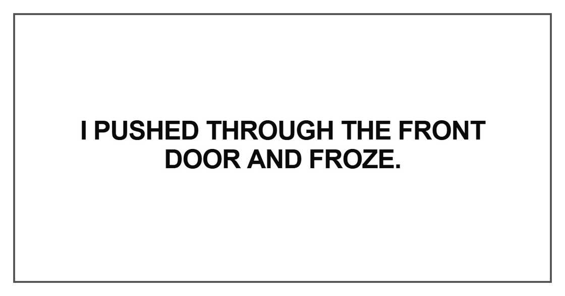 I pushed through the front door and froze I pushed through the front door and froze