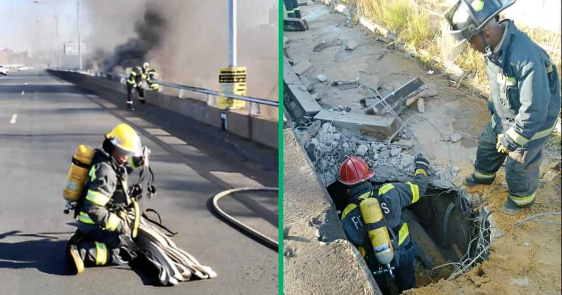 Jo'burg firefighters battled a fire that broke out on the M1 in Braamfontein for 18 hours. Jo'burg firefighters battled a fire that broke out on the M1 in Braamfontein for 18 hours.