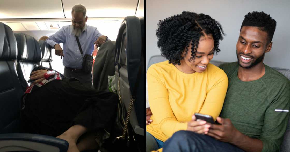 Older couple, aeroplane, flight, sleeping, love, marriage, husband, wife Older couple, aeroplane, flight, sleeping, love, marriage, husband, wife