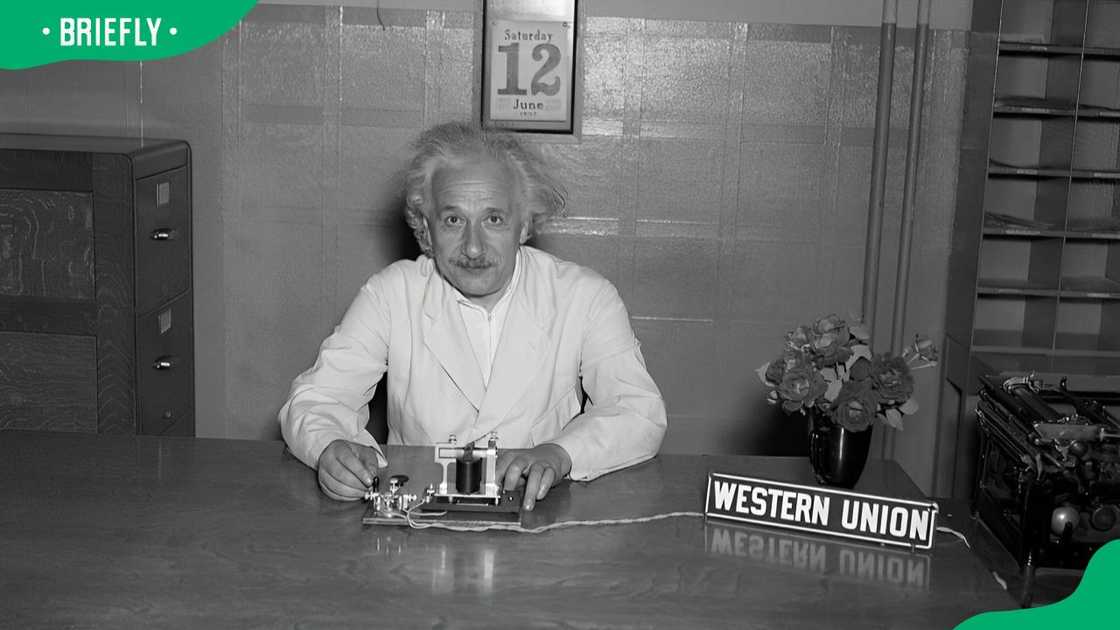 Professor Albert Einstein at his home in New Jersey in 1937