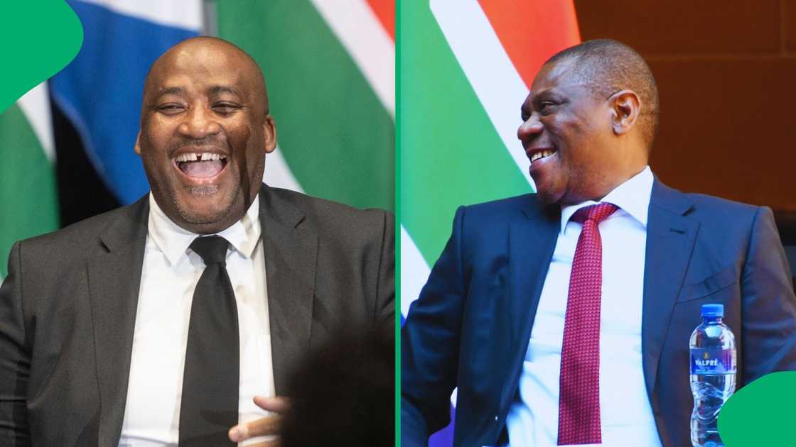 Gayton McKenzie and Paul Mashatile share hearty joke during meeting Gayton McKenzie and Paul Mashatile share hearty joke during meeting