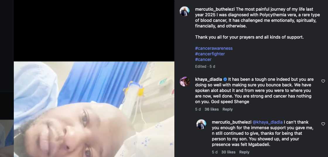 Khaya Dladla sent words of encouragement to his ex