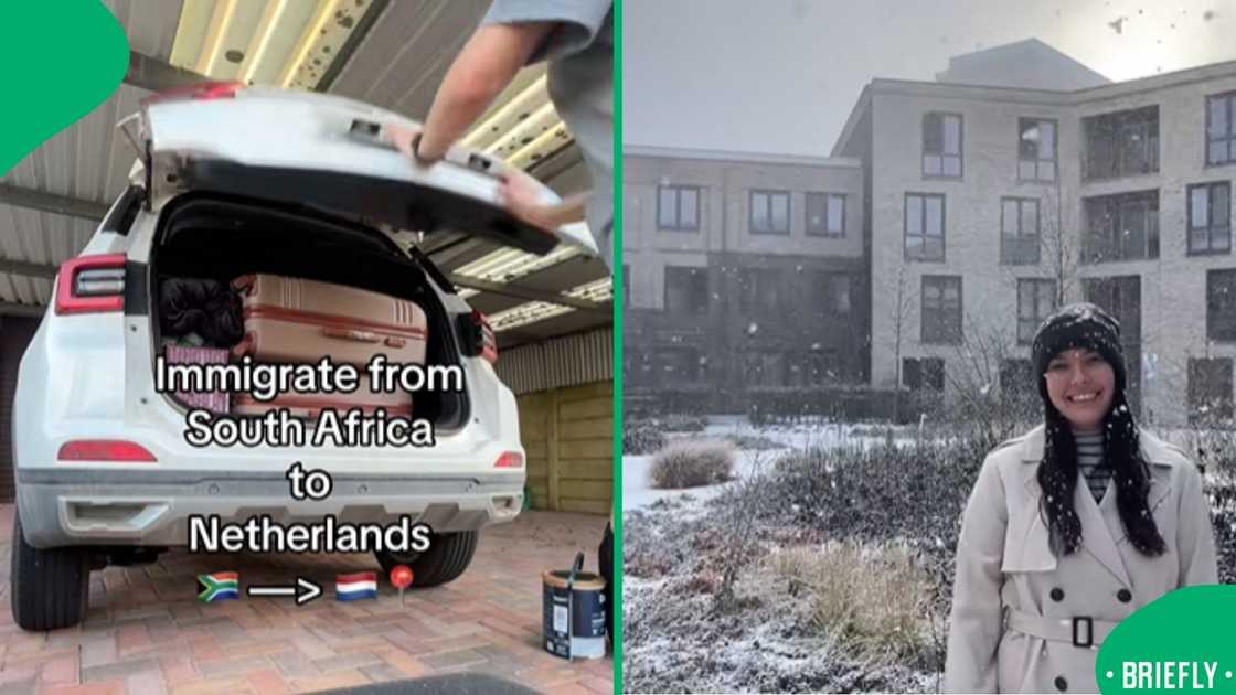 On the right showed Mrs Duv posing in the cold weather in Nertherlands