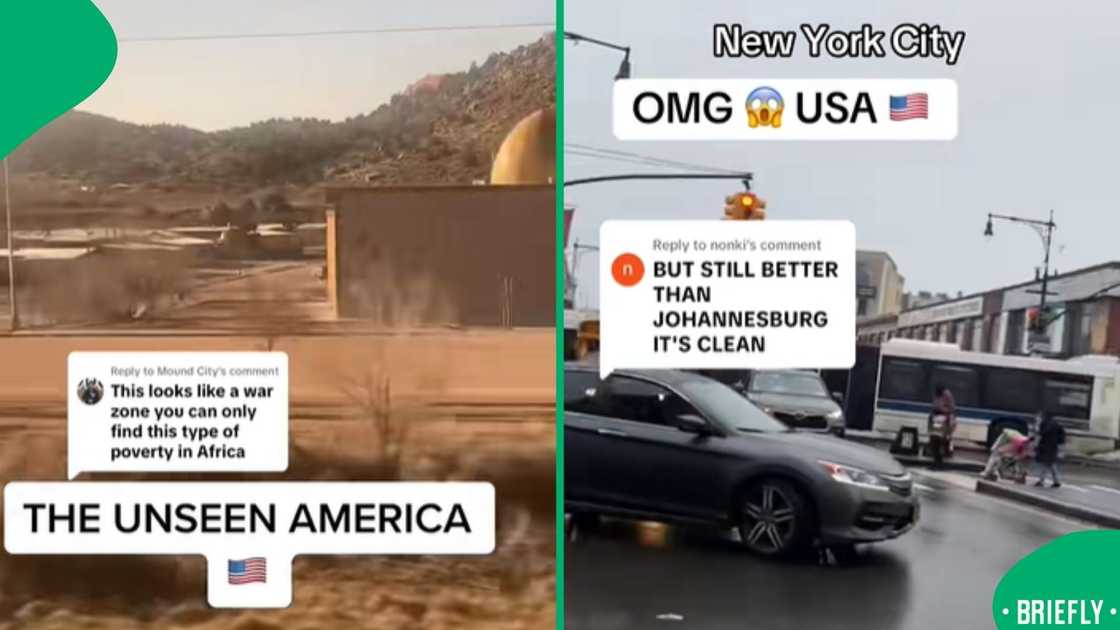 The visual on the right showed the dirty streets of New York City The visual on the right showed the dirty streets of New York City