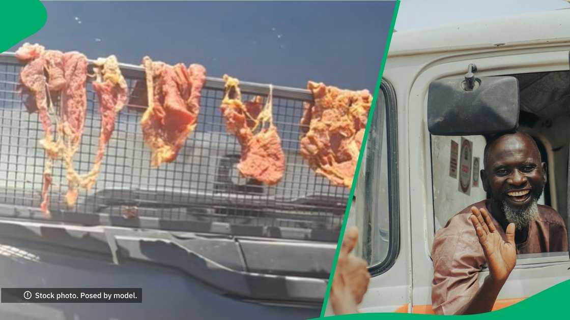 Truck driver prepares biltong