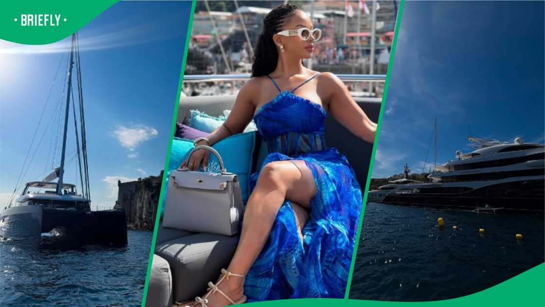 Mihlali Ndamase on a yacht in Monaco Mihlali Ndamase on a yacht in Monaco