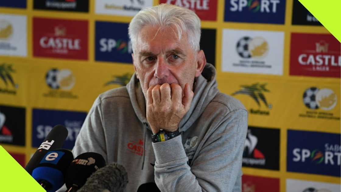 Hugo Broos worried ahead of South Africa's upcoming return leg tie against Congo in the 2025 Africa Cup of Nations qualifiers. Photo: Lefty Shivambu. Hugo Broos worried ahead of South Africa's upcoming return leg tie against Congo in the 2025 Africa Cup of Nations qualifiers. Photo: Lefty Shivambu.