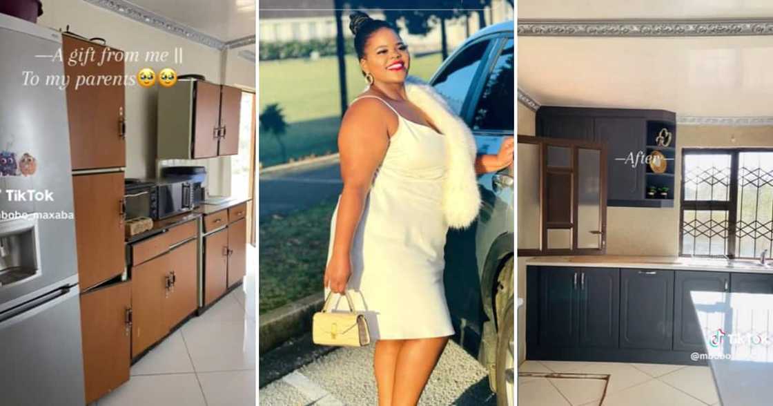 Woman shows parents kitchen renovation in TikTok video