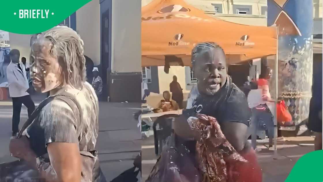 The women were smeared with flour and water from head to toe as a form of public punishment The women were smeared with flour and water from head to toe as a form of public punishment