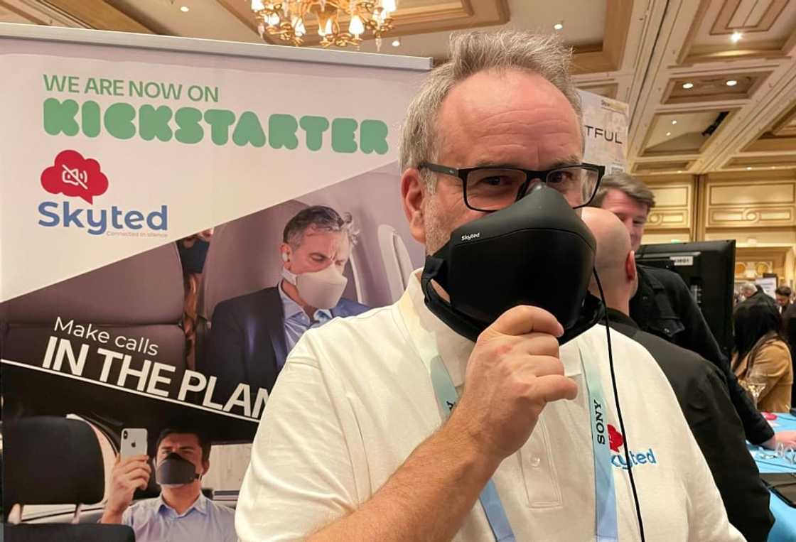 Wearing the Skyted silent mask, 'your voice doesn't go out and noise doesn't come in,' company founder Stephane Hersen explains Wearing the Skyted silent mask, 'your voice doesn't go out and noise doesn't come in,' company founder Stephane Hersen explains