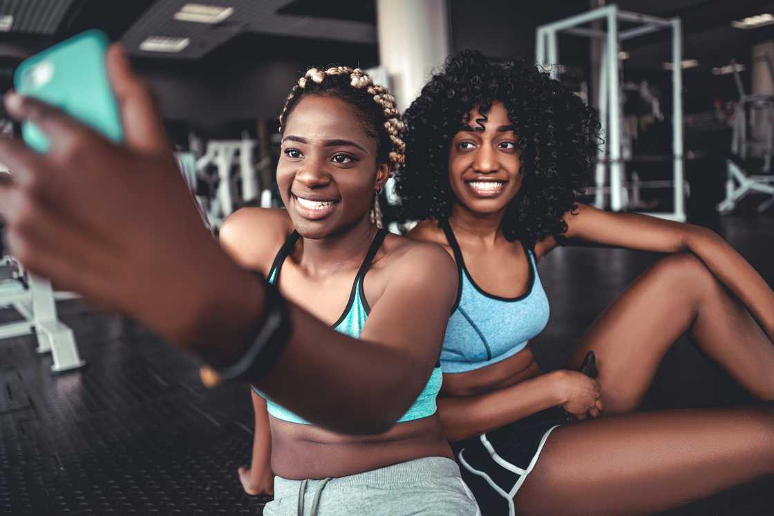 Two friends in a gym Two friends in a gym