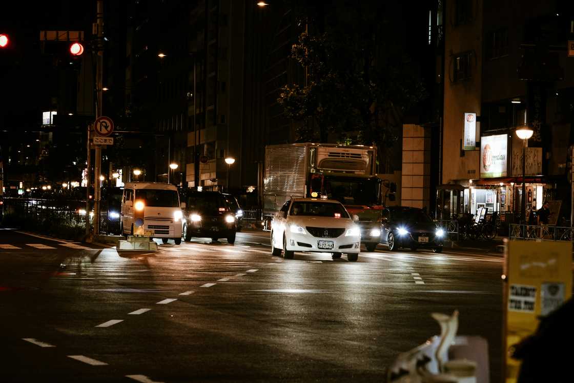 Cars in traffic at night Cars in traffic at night