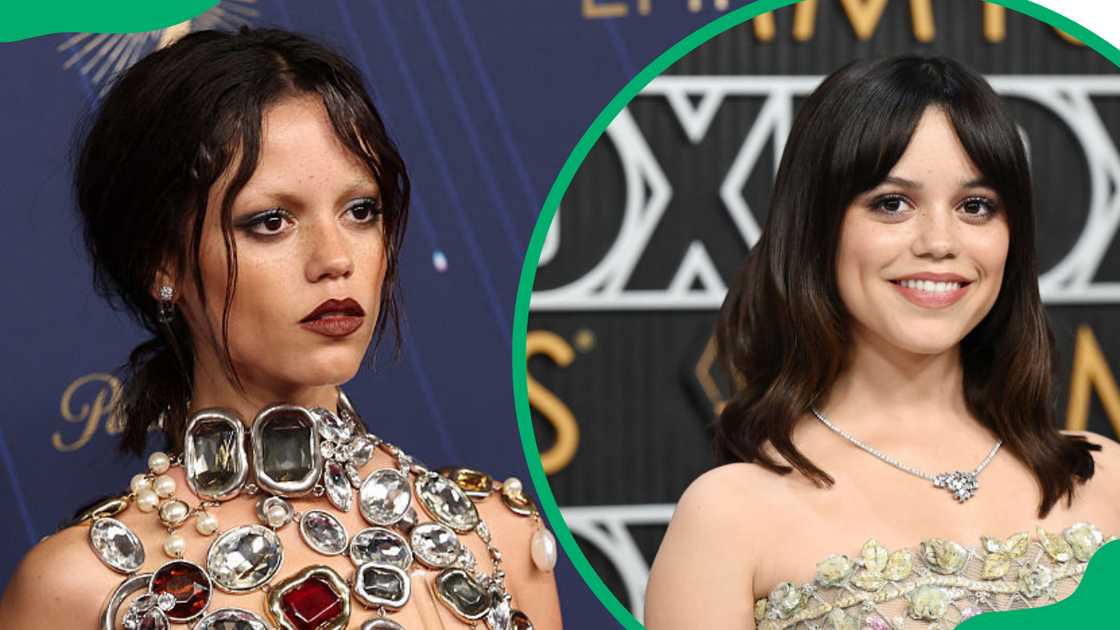 Actress Jenna Ortega at the 2025 Primetime Emmy Awards (L). Ortega at the 2024 Primetime Emmy Awards (R) Actress Jenna Ortega at the 2025 Primetime Emmy Awards (L). Ortega at the 2024 Primetime Emmy Awards (R)