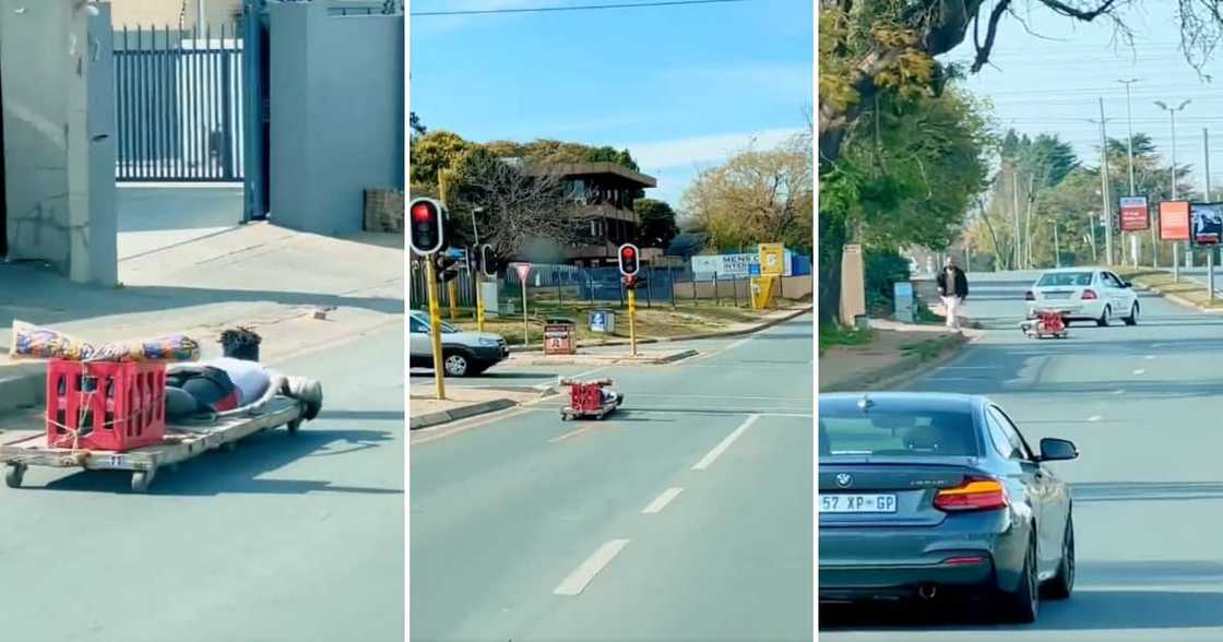 A gent rolled down a street at crazy speeds and ran a red light.