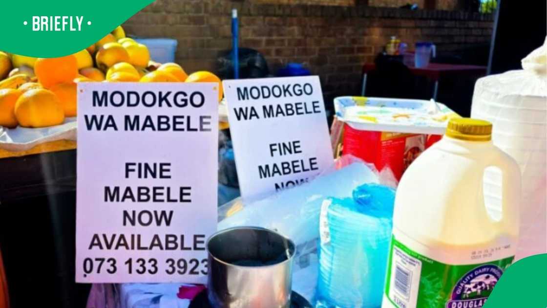 Vutomi sells fine mabele as part of her breakfast at her stall Vutomi sells fine mabele as part of her breakfast at her stall