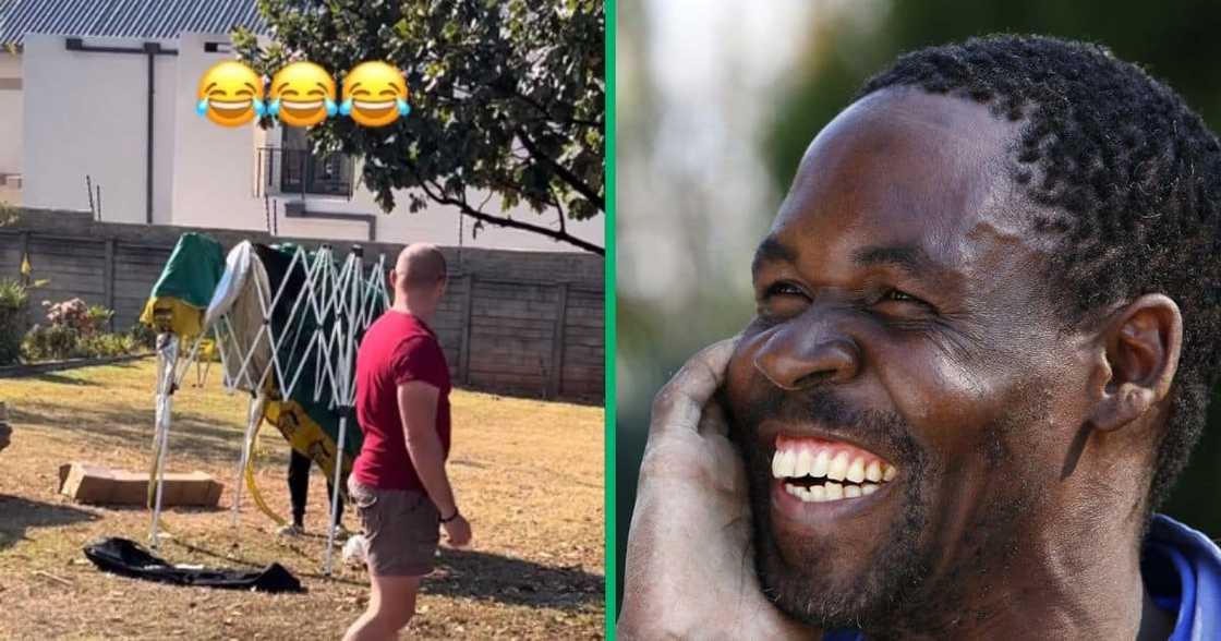A TikTok videos showed a man struggling to set up an ANC gazebo A TikTok videos showed a man struggling to set up an ANC gazebo