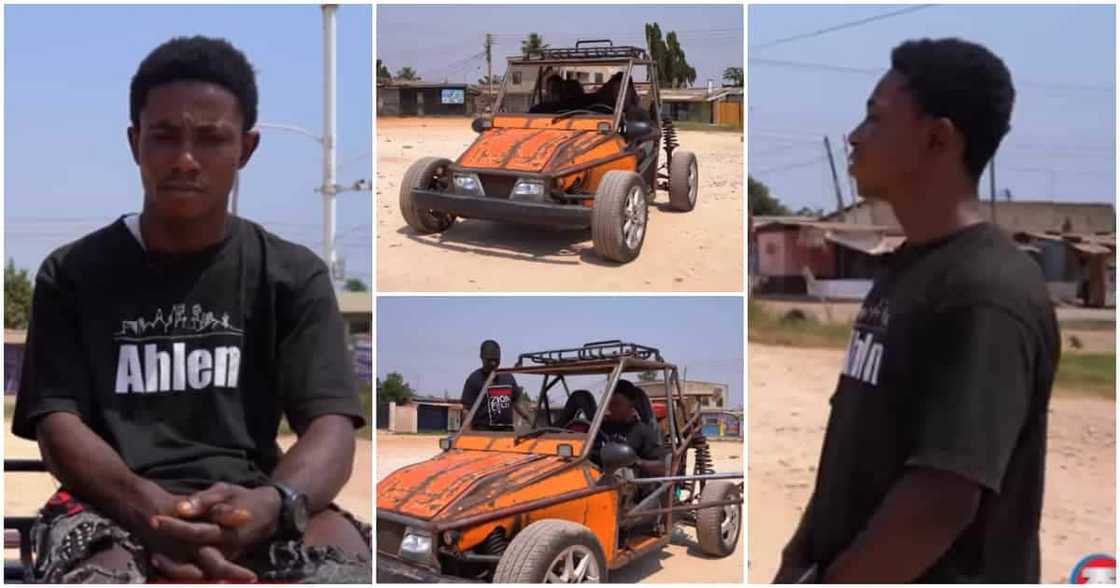 Photo of Ghanaian boy who built a car.