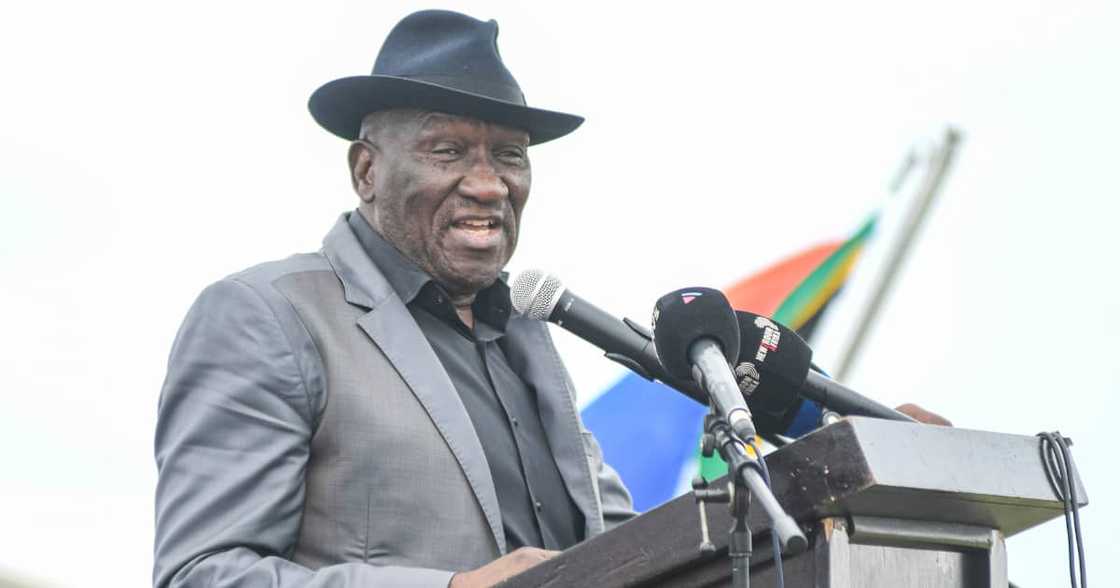 South African Police Minister Bheki Cele addressing the police South African Police Minister Bheki Cele addressing the police