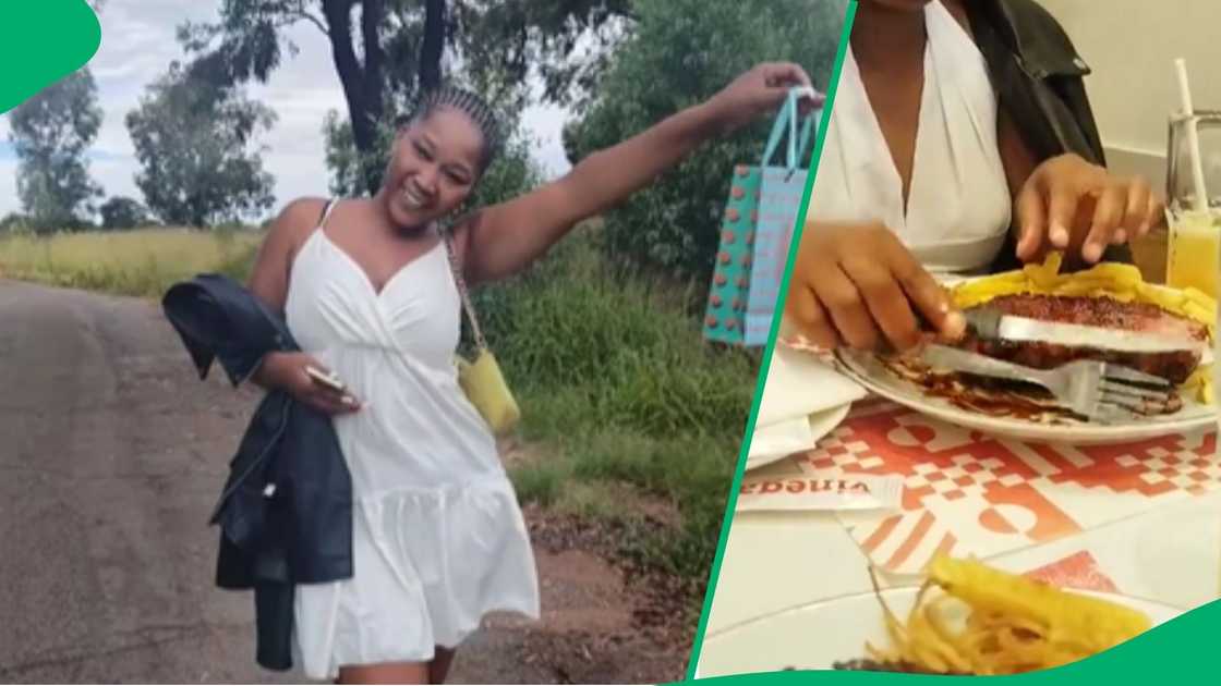 Woman gives up on table manners at restaurant