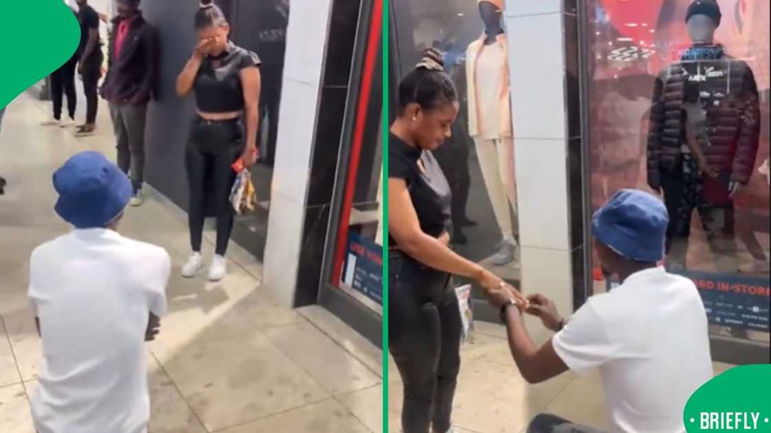 A surprise engagement at a local mall left shoppers cheering and social media buzzing with excitement A surprise engagement at a local mall left shoppers cheering and social media buzzing with excitement