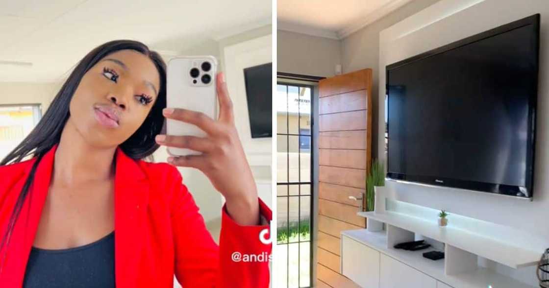 Young woman buys brand new house Young woman buys brand new house