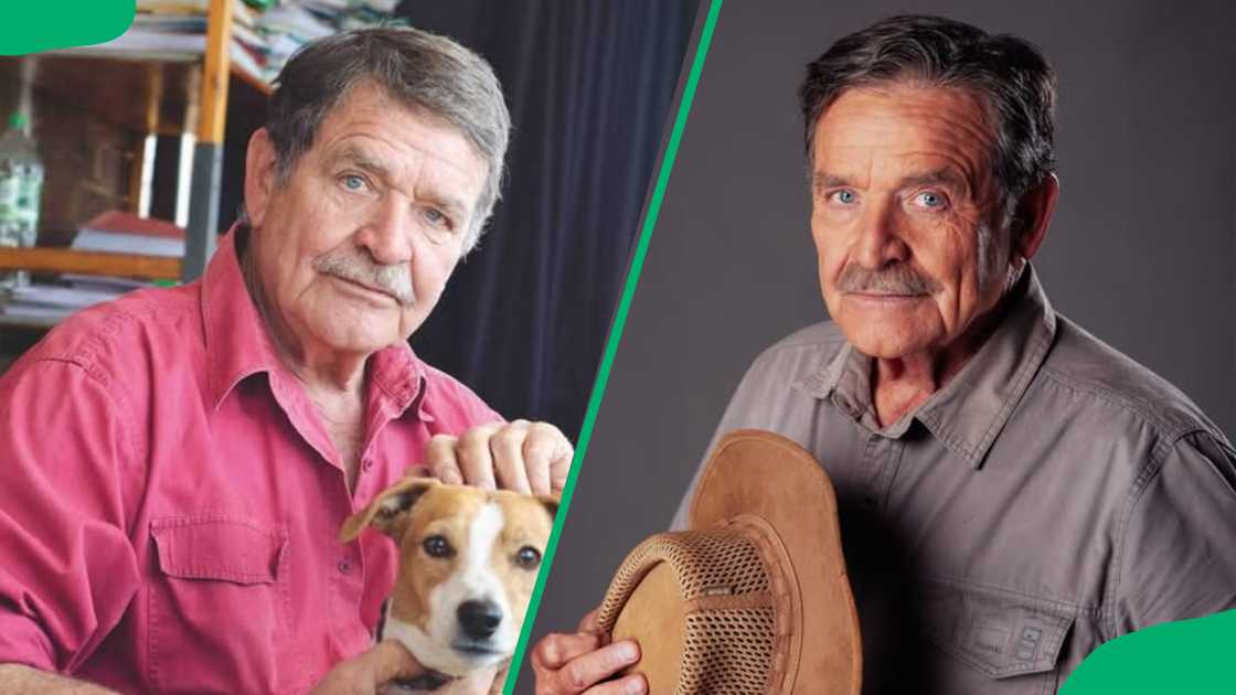 Hans Strydom carrying his dog and hat Hans Strydom carrying his dog and hat