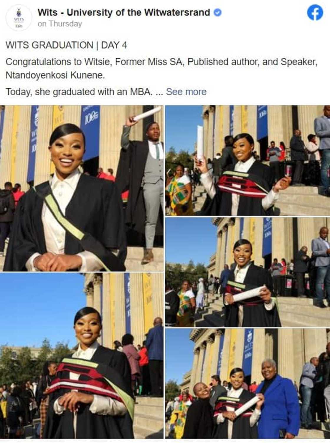 University of the Witwatersrand congratulates Ntandoyenkosi Kunene on her MBA. University of the Witwatersrand congratulates Ntandoyenkosi Kunene on her MBA.