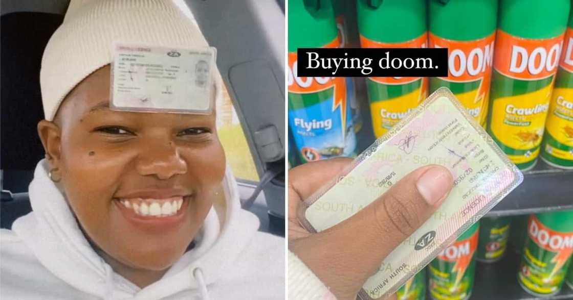 A woman celebrated getting her drivers' licence A woman celebrated getting her drivers' licence